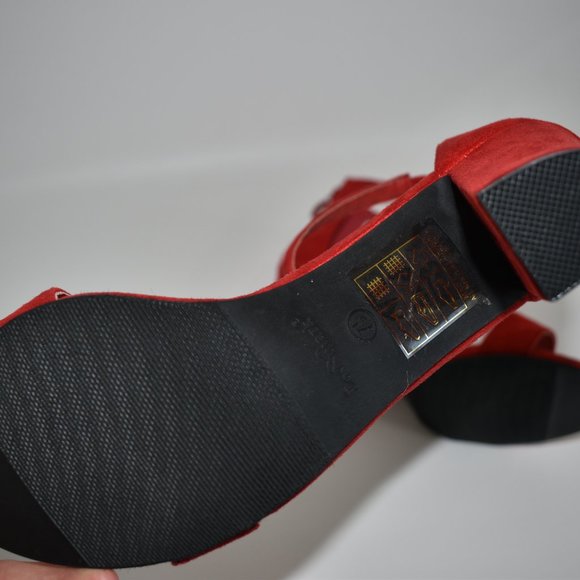 Lov Mark Women's New Red Open Toe Red Heels US 7.5 - Picture 6 of 10
